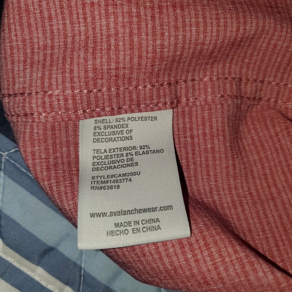 Avalanche Sz L Men's Performance Button Short Sleeve Woven Shirt Red Stripe - Picture 6 of 9